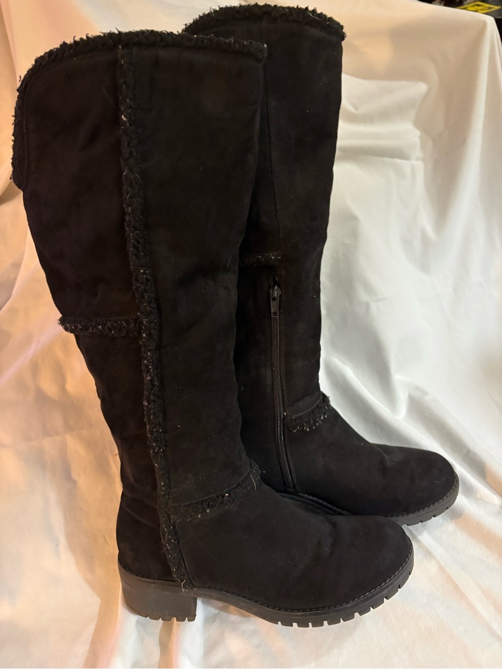 Black Suede Tall Women's Boots - Classic Winter Style